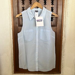 Patagonia NWT Brookgreen sleeveless shirt Medium blue button-down